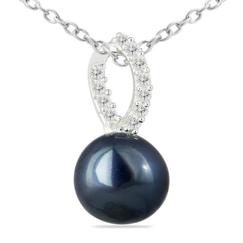 BUY STERLING SILVER NATURAL BLACK PEARL GEMSTONE PENDANT